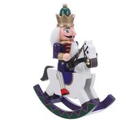 GOTTAJOY Wooden Nutcracker Soldier on Rocking Horse Blue Figurine for Christmas Table Decor and Holiday Ornaments