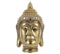 GOTTAJOY Zen-inspired Vintage Resin Buddha Head Sculpture with Bronze Finish for Desktop Office and Home Decor
