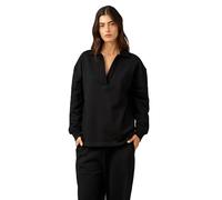 Gottex Beach Life Cozy Coast Airport Sweatshirt - V Neck, Collared, Side Slits, Oversized Fit, Bottoms Sold Separately, Black, S