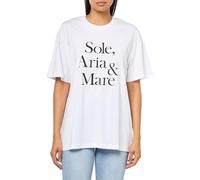 Gottex Beach Life Oversized Short Sleeve Graphic Tee Stylish Elegant Swimsuit Cover Up 100% Cotton T-Shirt Summer Essential, Black & White, One Size