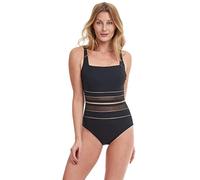 Gottex Onyx Square Neck Striped Swimsuit Black Gold