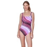 Gottex Square Neck One Piece Swimwear - Front & Back Lining, Adjustable Straps, Built-in Soft Cups, Tummy Control, Pink Multi, 12
