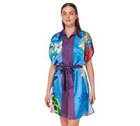 Gottex Tropicana Belted Short Sleeve Shirt Dress Cover-Up - Front Button Closure, Adjustable Tie Belt, Collared, Tropicana-Multi, Medium
