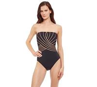 Gottex Women's Embrace 2024 Bandeau One Piece Swimsuit, Black/Gold, 14