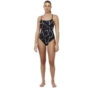 Gottex Women's Free Sport Square Neck One Piece Swimwear-Removable Soft Cups, Racerback, Front & Back Lining Swimsuit, Multi Black, 12