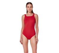 Gottex Women's High Neck Mastectomy Textured One Piece Swimwear-Front & Back Lining, Built-in Soft Cups with Prosthesis Pocket Swimsuit, Cherry, 12