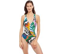 Gottex Women's Tribal Art Deep V-Neck Halter One Piece Swimsuit, Multi, 12