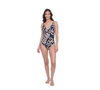 Gottex Women's V-neck Multi Brown Tank One Piece Swimsuit, 14