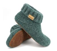 Gottstein Felt Slippers Knit Boot - Hut Shoes for Men and Women | Made of Pure Virgin Wool - High-Quality Sole Made of Cowhide Leather - Closed Sock Shoes, oceangreen, 6 UK