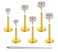 Gotumo 20G 18G 16G Flat Back Earrings Stud Nose Ring Titanium Internal Thread Tragus Labret Cartilage Lip Medusa Conch Body Piercing Jewelry Nose Stud Hypoallergenic for Women Men, 18G Bar-6/7/8mm