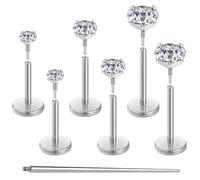 Gotumo 20G 18G 16G Flat Back Earrings Stud Nose Ring Titanium Internal Thread Tragus Labret Cartilage Lip Medusa Conch Body Piercing Jewelry Nose Stud Hypoallergenic for Women Men, 18G Bar-6/7/8mm