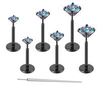 Gotumo 20G Flat Back Earrings Stud G23 Titanium Threadless Tragus Labret Cartilage Lip Medusa Conch Body Piercing Jewelry Hypoallergenic for Women Men, Metal, cubic zirconia