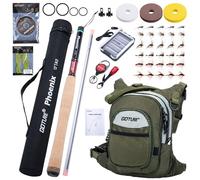 Goture 12ft 3.6m Tenkara Rod with Fly Fishing Chest Bag & Spare Tip Section, Complete Beginner Tenkara Fishing Kit, 8:2 MF-Action 24T+30T Carbon Fiber, Cork Handle, Ideal for Travel Hiking Camping