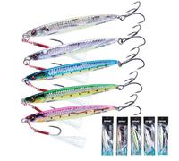 Goture 5 Pcs Fishing Jigs, 40g Vertical Jig Lures with Assist & Treble Hooks, Realistic Fish Scale Patterns, Saltwater & Freshwater, Ideal for Tuna, Salmon, Bass