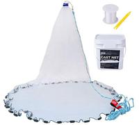 Goture American Fishing Cast Net,Casting Nets Freshwater Saltwater for Bait Fish Shrimp Trap 3ft/4ft/6ft/7ft/8ft/10ft/12ft Radius 1/4 3/8 inch Mesh Size,Throw Fishing Castnet with Needle Shuttle