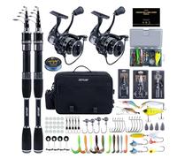 Goture Double Telescopic Fishing Rod and Reel Combo, Telescopic Fishing Pole & 9+1 Spinning Reels with 600D PVC Hard Carrier Bag, Travel Fishing Rod Combo Start Kit for Saltwater Freshwater 1.8M