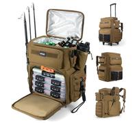 Goture Double Tier Fishing Backpack with 2-Way Carrying System (Wheels & Shoulder Strap) - 66L Waterproof Fishing Tackle Bag with Exclusive Compartment Concept, Insulation Layer & Rain Cover