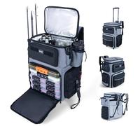 Goture Double Tier Fishing Backpack with 2-Way Carrying System (Wheels & Shoulder Strap) - 66L Waterproof Fishing Tackle Bag with Exclusive Compartment Concept, Insulation Layer & Rain Cover
