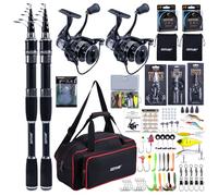 Goture Dual Telescopic Fishing Rod and Reel Combo, Telescopic Fishing Pole & 9+1 Spinning Reels with 900D Oxford Carrier Bag, Travel Fishing Rod Combo Start Kit for Saltwater Freshwater 1.8M