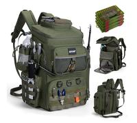 Goture Fishing Backpack with 4 Bait Box, 55 Litre Fishing Accessory Backpack with Two Rod Holders and Rain Cover, 900D Oxford Fabric, Water-Repellent Fishing Tackle Bag with Adjustable Compartment