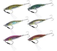 Goture Fishing Jigs, 3D Colours Jigging Lures,Lead Vertical Jig Saltwater,Jig Fishing Lures with Assist Hook,Fishing Jigging Spoon Lures for Tuna,Salmon,Sailfish,Striped Bass,Kingfish(15g 6pcs)