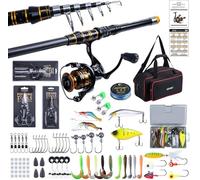 Goture Fishing Rod and Reel Combos with 900D Oxford Storage Bag, Telescopic Pole Spinning Reel Lures Set, Telescopic Fishing Rod Upgrade Fishing Kit for Travel Saltwater Freshwater B3 1.8M