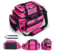 Goture Fishing Tackle Bag,Store Up to 4PCS 3700 Plus 2PCS 3600 Tackle Trays,600D Soft Side Water-Resistant Gear Fishing Bag with Rod Straps,Detachable Water Bottle Pouch,Waterproof Bottom,SBS Zippers