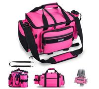 Goture Fishing Tackle Bag,Store Up to 4PCS 3700 Tackle Boxes(Not Included),600D Soft Side Water-Resistant Saltwater Gear Storage Fishing Bag with Rod Straps,Detachable Water Bottle Pouch,SBS Zippers