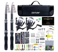 Goture Telescopic Fishing Rod and Reel Combo, 2PCS Telescopic Fishing Pole + 2PCS Pre-Loaded Spinning Reels, Travel Fishing Rod Combo for Starter Saltwater Freshwater 2.7M B2