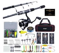 Goture Telescopic Fishing Rod and Reel Combo, Telescopic Fishing Pole & 9+1 Spinning Reels with 900D Oxford Carrier Bag, Travel Fishing Rod Combo Start Kit for Saltwater Freshwater 1.8M