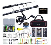 Goture Telescopic Fishing Rod and Reel Combo, Telescopic Fishing Pole & 9+1 Spinning Reels with 900D Oxford Carrier Bag, Travel Fishing Rod Combo Start Kit for Saltwater Freshwater 2.4M