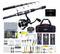 Goture Telescopic Fishing Rod and Reel Combo, Telescopic Fishing Pole & 9+1 Spinning Reels with 900D Oxford Carrier Bag, Travel Fishing Rod Combo Start Kit for Saltwater Freshwater 2.1M