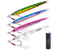 Goture Vertical Jigs 60-150g with Assist Hook, Glow Fishing Jig Saltwater, Speed Fast Fall Jigs with Storage Tube,Deep Sea Fishing Jigging Spoon Lures for Tuna Kingfish Grouper Snapper Striper Salmon