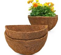 GOTVUGE 2 Packs Half Round Coco Coir Liner 16 Inch, Natural Coconut Fiber for Indoor and Outdoor Garden Hanging Basket Liners in Window Boxes
