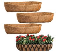 GOTVUGE 4 Packs Coco Liners for Planters 30 Inch, Coconut Fiber Window Box Liners Planter Insert Trough Planter, Coconut Basket Liners for Outdoor Plants