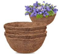 GOTVUGE 4 Packs Round Coco Coir Liner 10 Inch, Natural Coconut Fiber for Indoor and Outdoor Garden Hanging Basket Liners in Window Boxes