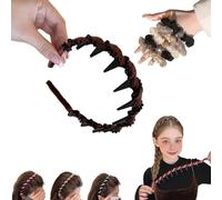Gotysles-Vintage High Cranium Artificial Pearl Hairband,Korean Headbands with Teeth for Women Girls,U Shape Fashion Braided Head Bands Decorative Hair Hoop Accessories (Brown-C, One Size)