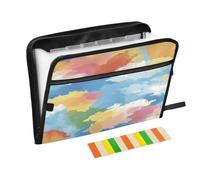 Gouache Rainbow Document File Folder Expanding 13 Pockets A4 Letter Size with Zipper Closure for Paperwork Wide File Folders para guardar documentos