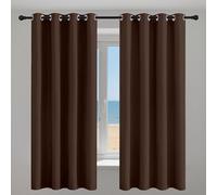 GOUBAN Blackout Curtains Home 236 x 125 cm Drop Thermal Insulated Super Soft Eyelet Curtains for Living Room for Small Windows Kitchen Bedroom, Brown