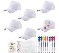 goubingZH 6 Pieces DIY Kids Baseball Cap Blank Mesh Hat White Cotton Creative Blank Art Painting Hat Adjustable Baseball Caps for Children School Activities Holiday Travel Outdoor Sports Beach Party