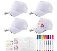 goubinZH 4 Pieces DIY Kids Baseball Cap Blank Mesh Hat White Cotton Creative Blank Art Painting Hat Adjustable Baseball Caps for Children School Activities Holiday Travel Outdoor Sports Beach Party