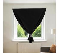 GOUBO Adhesive Blackout Curtains 110 x 150 cm No Drilling Magic Tape Stick on Portable Curtains for Windows Easy to Install for Window Blinds, Bedroom, Black