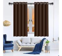 GOUBO Pencil Pleat Curtains 146 x 161 cm Super Soft Texture Eyelet Blackout Curtains Thermal for Summer Winter Living Room, Brown