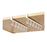 Gouccpu 2 Pack Hanging Hooks Rack Cup Holder Under Cupboard Cabinet Coffee Mug Holder 6 Hooks Drilling Free Coffee Cups Holder Kitchen Utensil Storage Organizer Hook Rack (White)