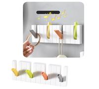 Gouccpu Modern, Unique, Piano Self Adhesive Hook,Bathroom Kitchen Nail Free Sticky Hanger with 4 Flip-Down Hooks, Retractable Hooks Behind The Entrance Door Bag Hat Clothes Hook (Multi Colour)