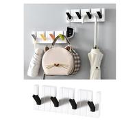 Gouccpu Modern, Unique, Piano Self Adhesive Hook,Bathroom Kitchen Nail Free Sticky Hanger with 4 Flip-Down Hooks, Retractable Hooks Behind The Entrance Door Bag Hat Clothes Hook (Black&White)