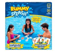 Gouda Games Inflatable Pool Toy, Floating Game Table (28" x 28") - Rummy Splash Swimming Pool Game for Kids & Adults, Waterproof Cards, Family Pool Party Fun, Ages 8, 9, 10, 11 and Up, 2-4 Players