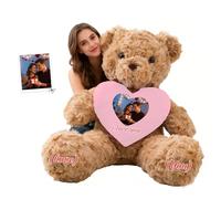 GOUFEISUN 1.7 Ft to 4 Ft Custom Giant Teddy Bear with Heart, Personalised Big Teddy Bear 20 inch to 48 inch Stuffed Animal with Photo Text as Personalised Gifts for Valentines Christmas Birthday