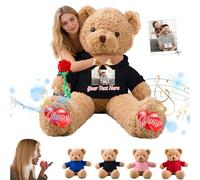 GOUFEISUN Custom Big Teddy Bear with Voice Recorder 1.7 Ft 20 inch to 4 Ft 48 inch, Personalised Giant Teddy Bear Stuffed Huge Bears Personalised Gifts for Men Women on Birthday Valentines Christmas