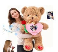 GOUFEISUN Custom Big Teddy Bear with Voice Recording 1.7 Ft to 4 Ft, Personalised Giant Teddy Bear Valentines day 20 inch to 48 inch Huge Bears with Heart as Personalised Gifts for Birthday Christmas